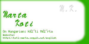 marta koti business card